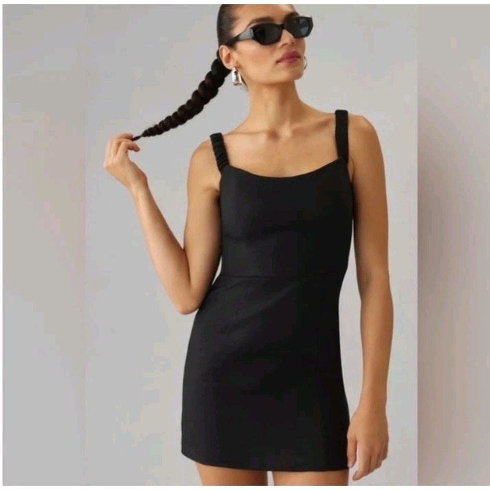 Reformation Sawyer Linen Mini Dress Womens 6 Black Little‎ Black Dress LBD